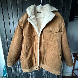 Nasty Gal Borg Lined Cord Trucker Jacket